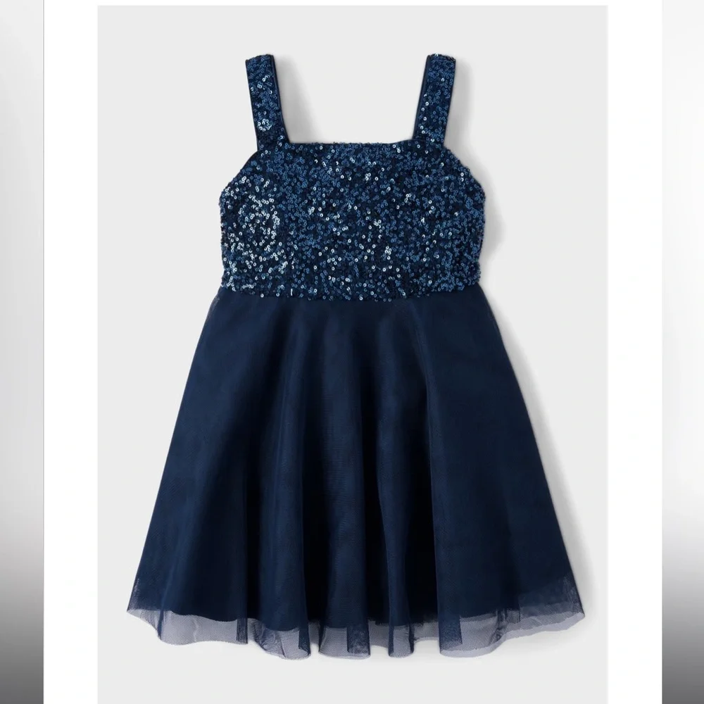 The Children’s Place Girls Size 10 Navy Sequin Tulle Party Dress NWT